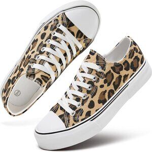 Leopard Print Canvas Sneakers with White Details